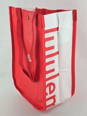 Lululemon Carry All Tote Red White Reusable Collectible Recycled Bag